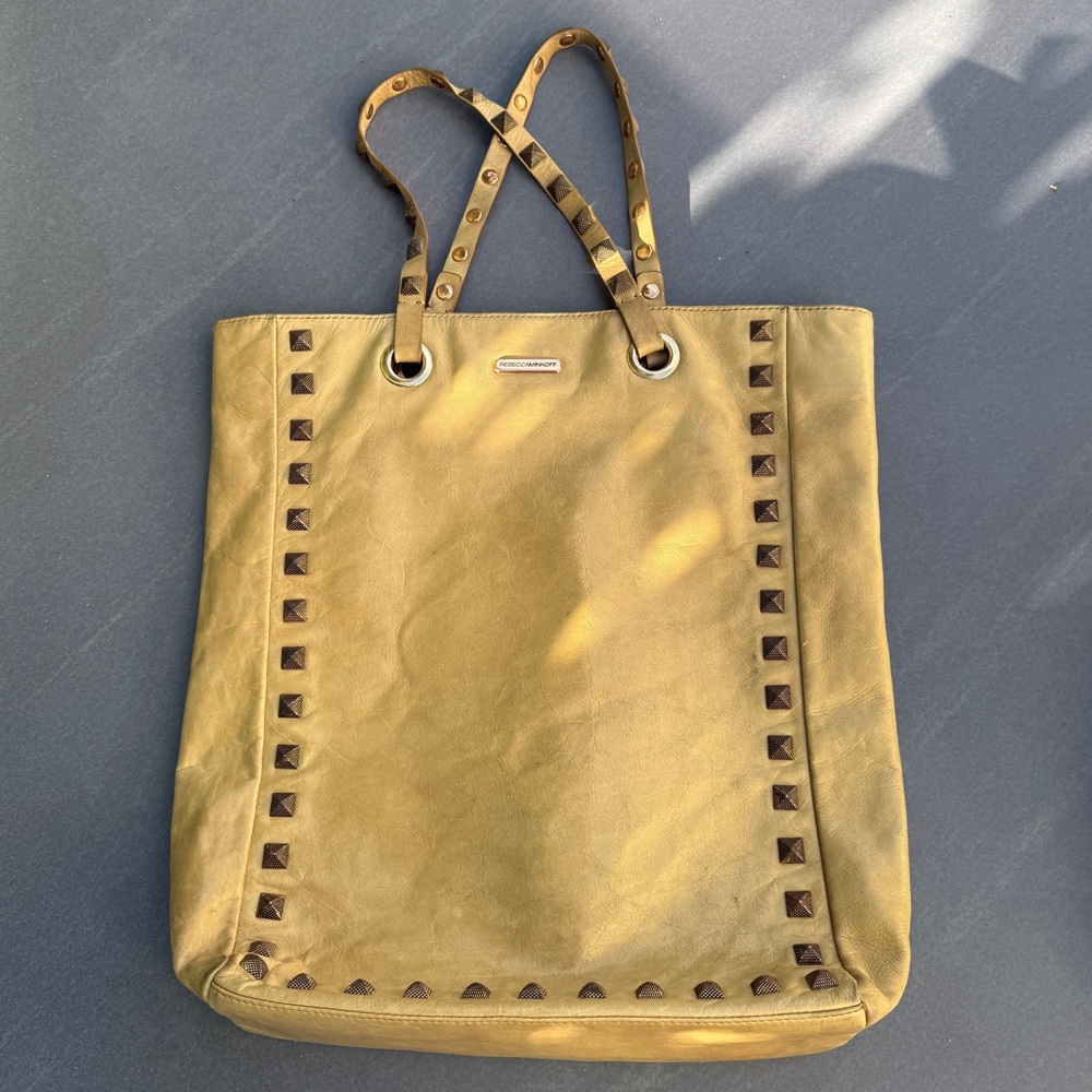 Rebecca Minkoff Tan Leather Studded Tote Bag